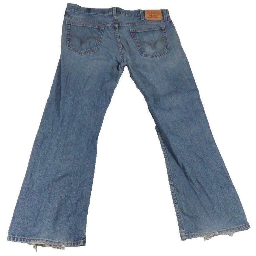 Y2K Levis 527 Low Boot Cut Jeans Men 38x30 Blue Distressed Thrashed Faded Denim